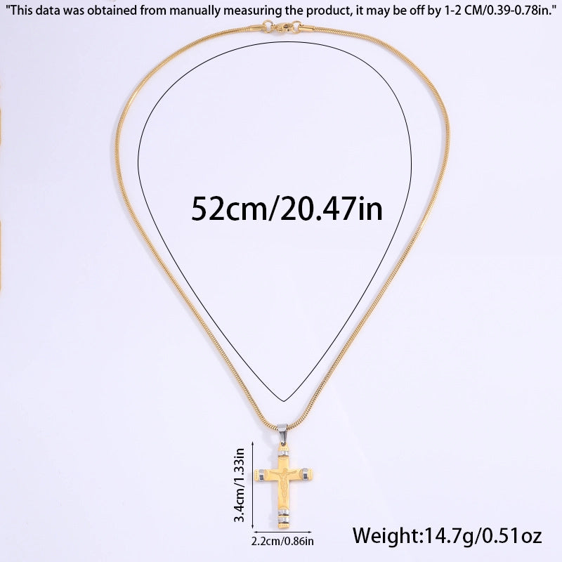 Hip-Hop Streetwear Cross Titanium Steel Pendant Necklace