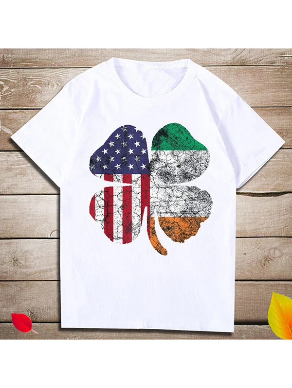 Womens St Patrick's Day Clover T-Shirt Lucky Graphic Tees-elleschic