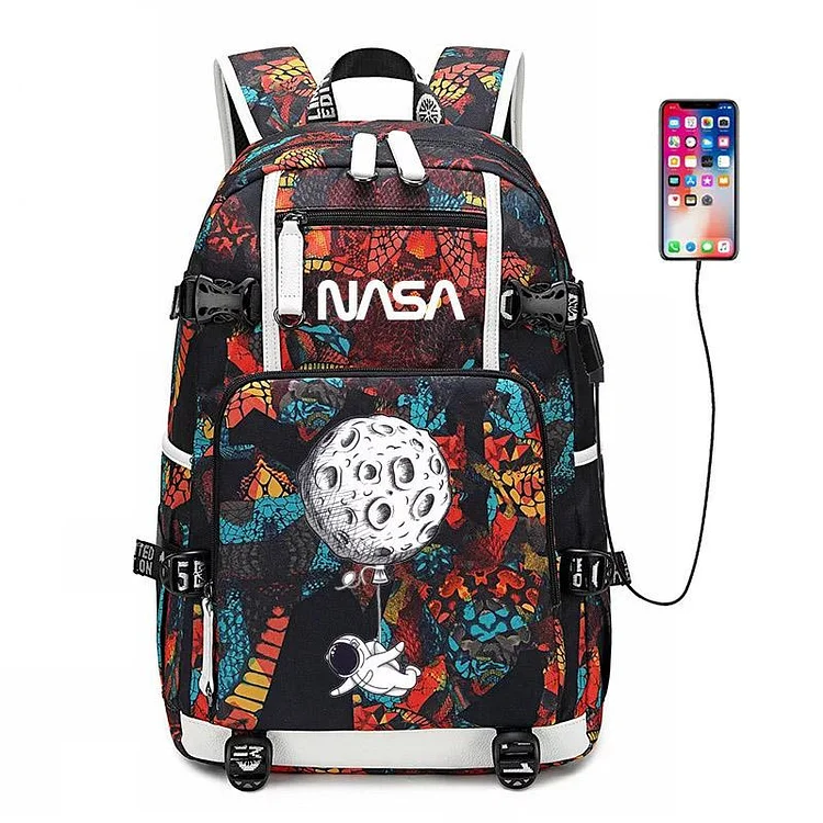 Mayoulove Space #5 USB Charging Backpack School NoteBook Laptop Travel Bags-Mayoulove