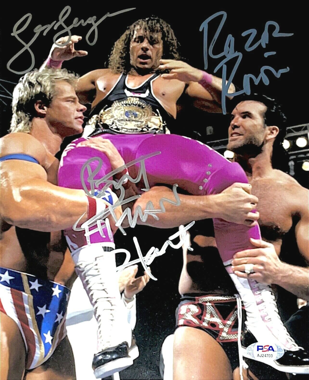 WWE BRET HART LUGER & RAZOR HAND SIGNED AUTOGRAPHED 8X10 Photo Poster painting WITH PSA DNA COA