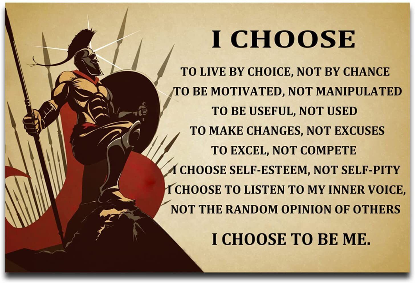I Choose Spartan Warrior Motivational Print Art Canvas Poster For Living Room Decor Home Wall Picture