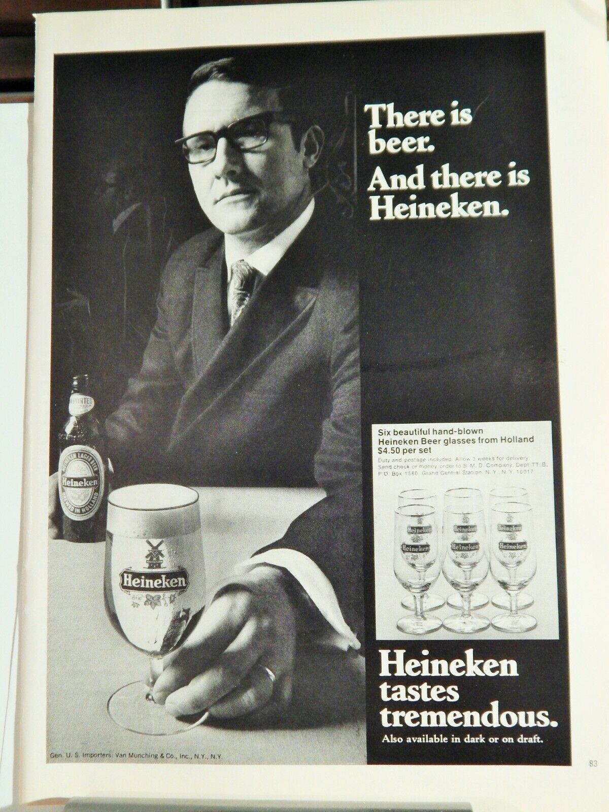 HEINEKEN BEER 1971 VINTAGE Photo Poster painting AD, RARE SOUGHT EPHEMERA