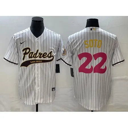 Men's San Diego Padres #22 Juan Soto White Cool Base Stitched Baseball Jersey ZXW7