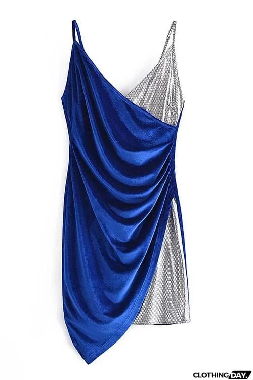 Sequin Velvet Patchwork Slit Bodycon Dresses