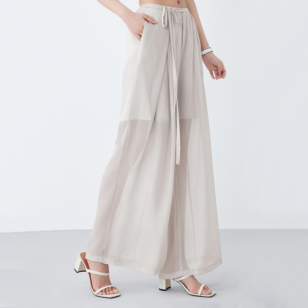  Work Silk Wide Leg Pants with High Waisted for Women REAL SILK LIFE