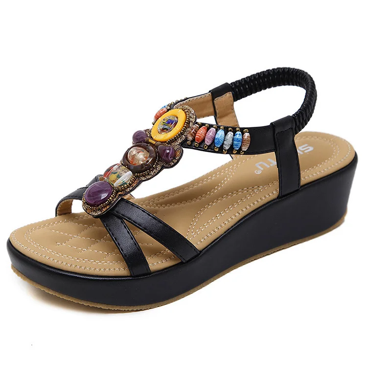 Women Cross-border Bohemian Beach Wedge Sandals 1688 Stunahome.com