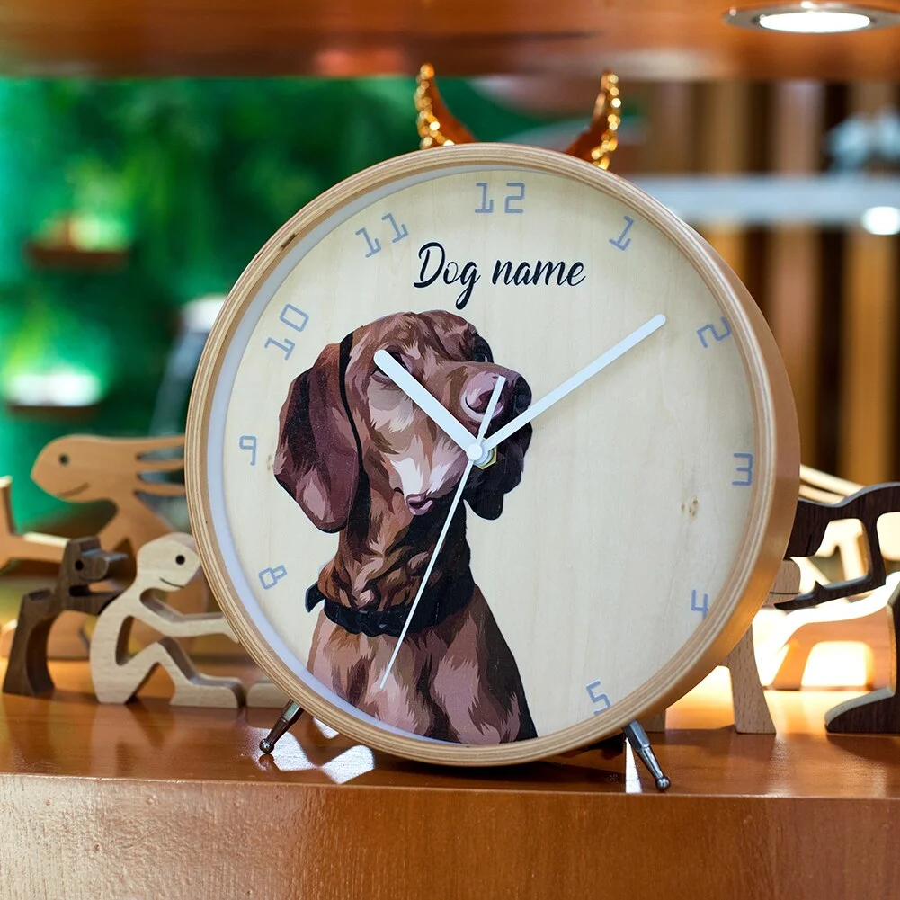 Custom Table Clock Engraved Wooden Photo Clock Home Decor Decoration Living Bedroom Love Dog Gifts Anniversary