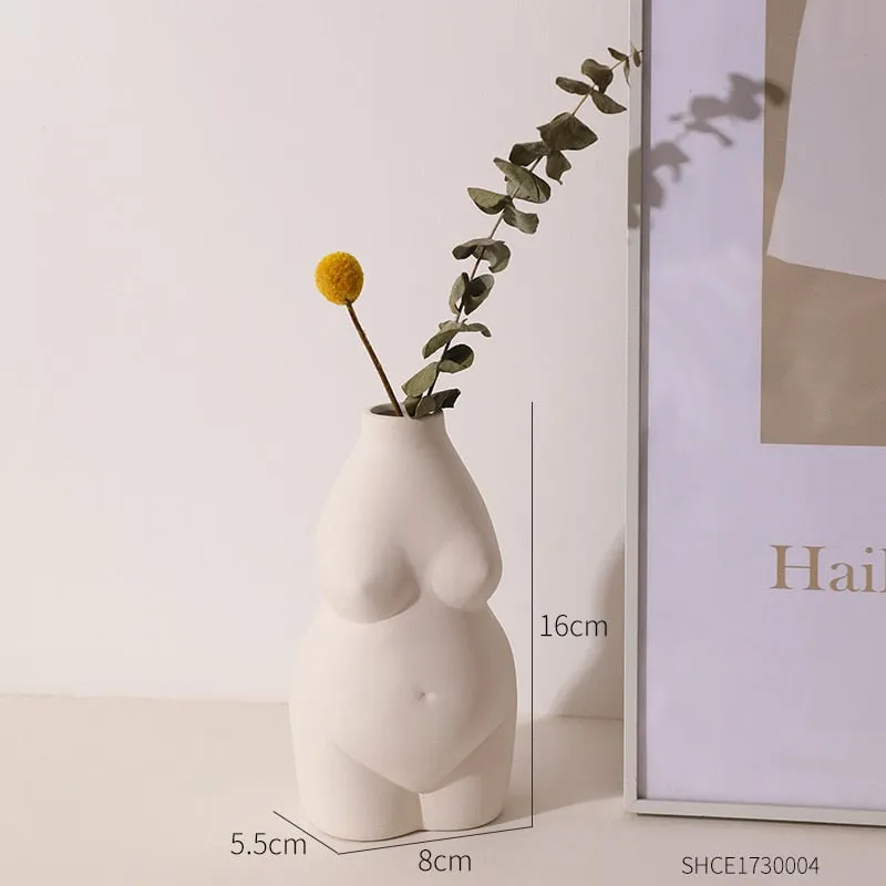 Nordic Home Decoration Human Body Sculpture Creative Ceramic Vase Living Room Decor Accessories Office Desk Decorative Vase