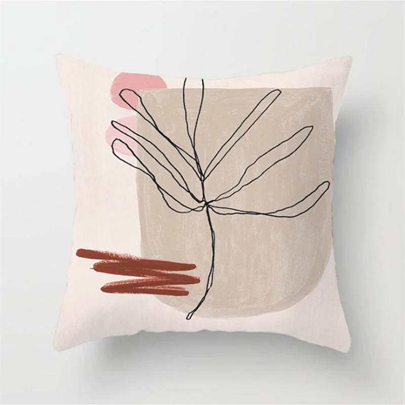 INS Nordic Morandi Cushion Cover Geometric Beauty Flower Art Pillow Cover Bed Car Office Decorative Pillowcase Modern Home Decor