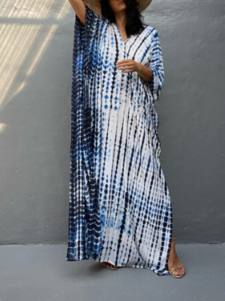 Sumi Printing Holiday Kaftan Maxidress