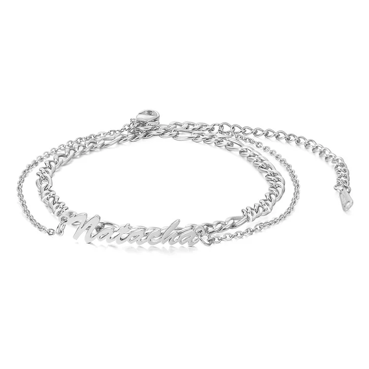 Personalized Name Anklet Double Cuban Chain Anklet for Women