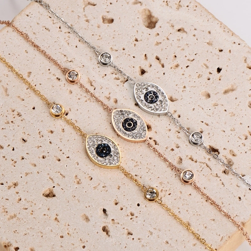 Casual Minimalist Eye 304 Stainless Steel Zircon Bracelets In Bulk