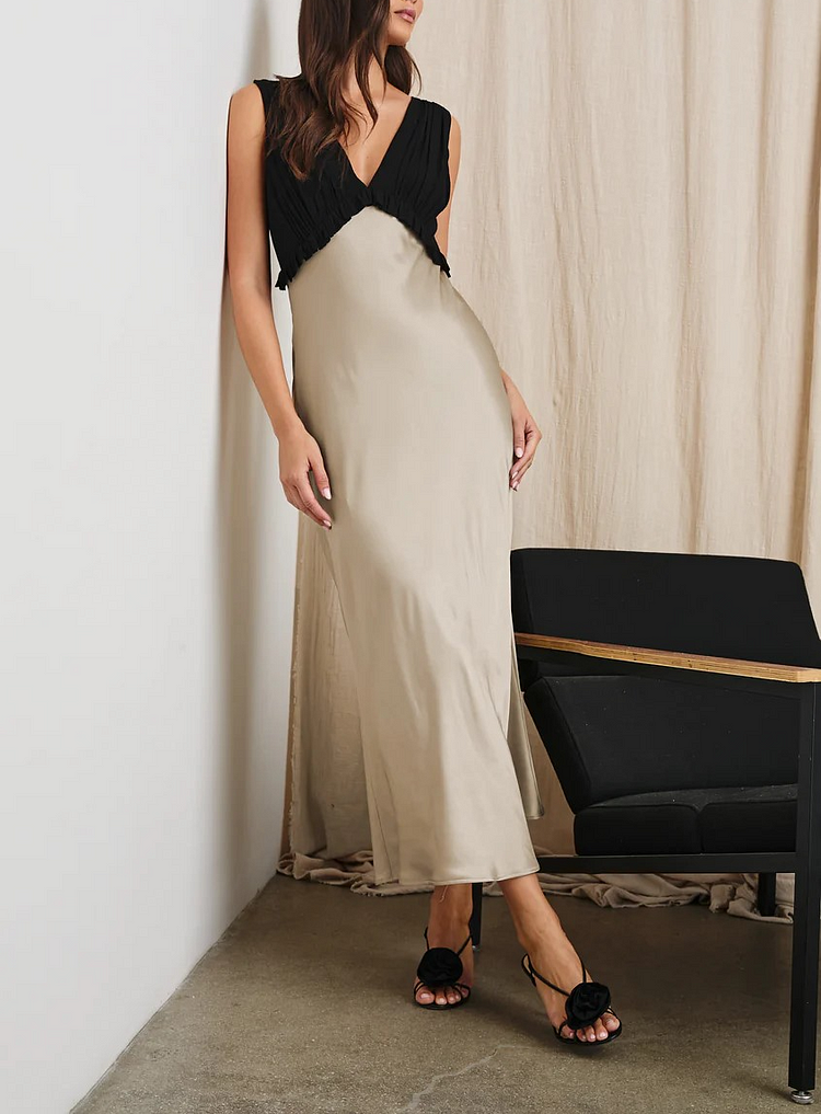 Paneled Satin Dress