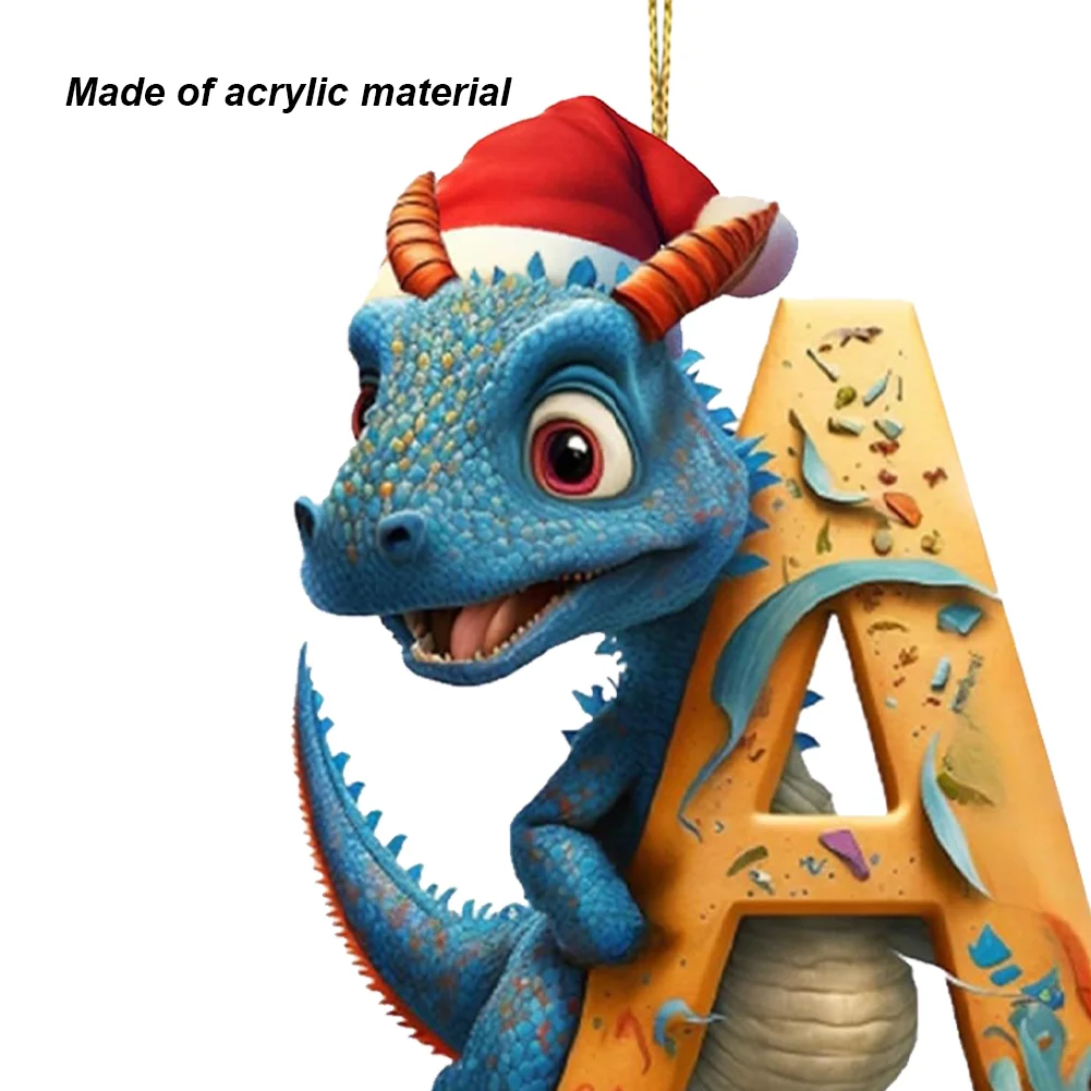 Christmas Cute Dragon Pendants Acrylic Letter Shaped Exquisite for Xmas Tree Car