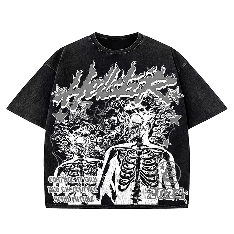 Vintage Unisex Skull In Soul Hellstar Graphics Acid Washed Street  T-Shirt