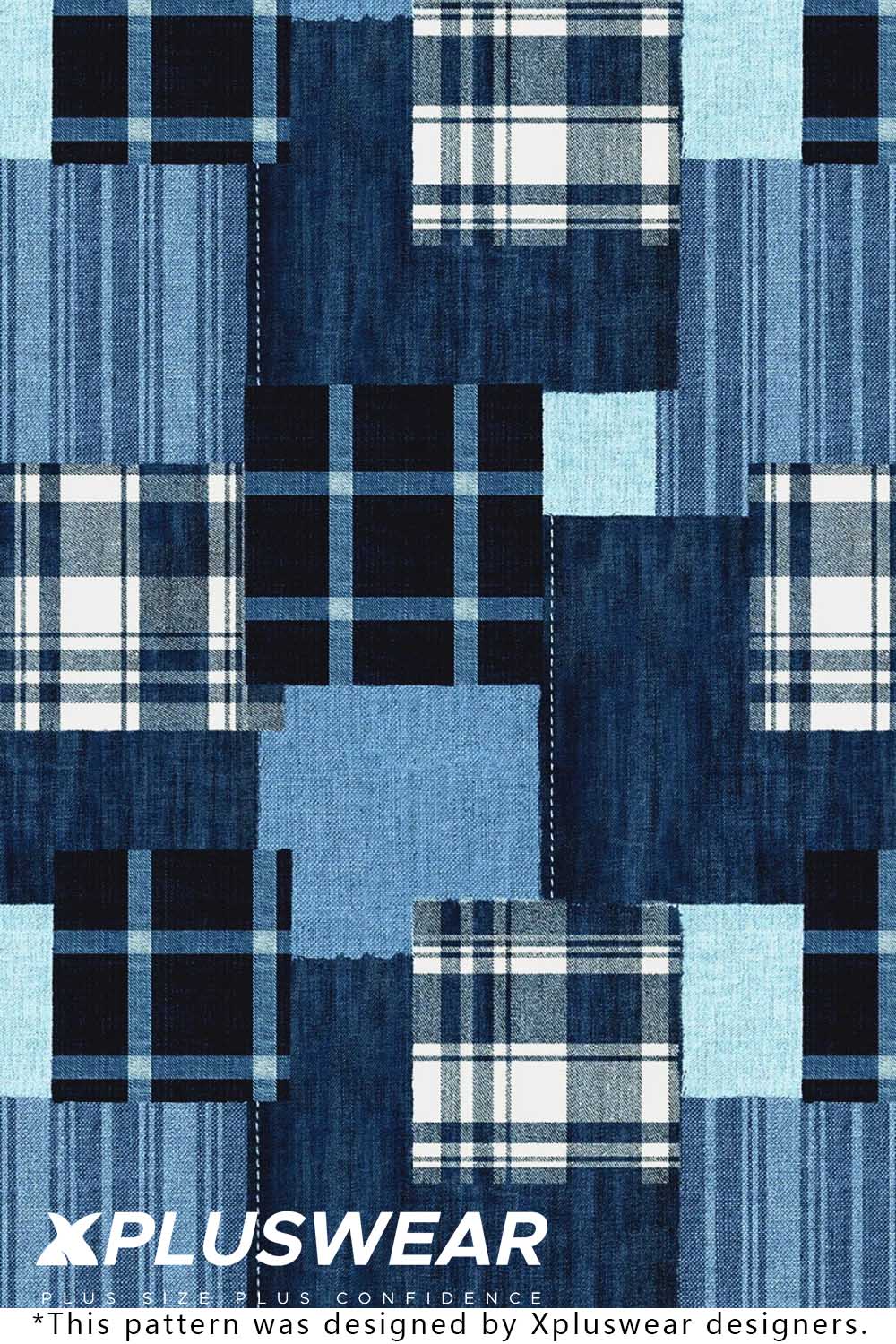 Design Plus Size Blue Casual Plaid Denim Print Colorblock With Pockets Maxi Dresses [Pre-Order]