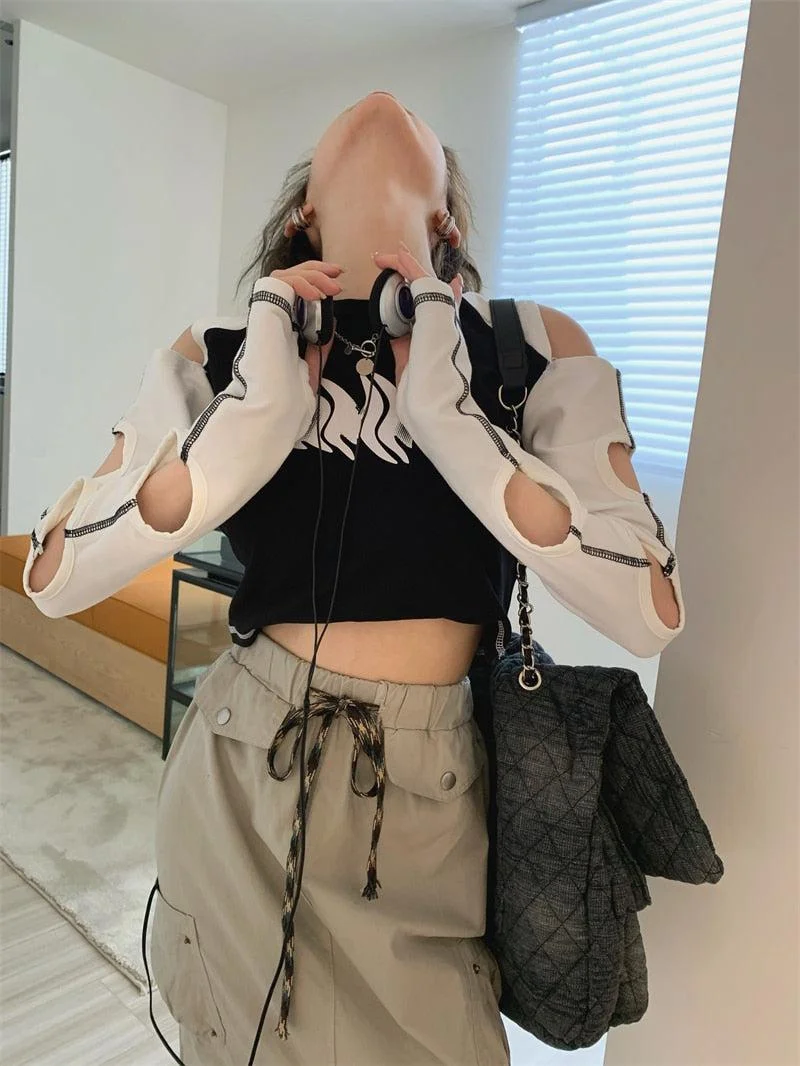 Brownm Cut-Out Crop Top