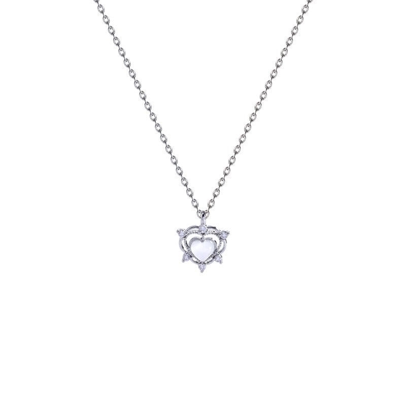 Elegant Lady Geometric Heart Shape Bow Knot Titanium Steel Copper Plating Inlay Zircon Pendant Necklace