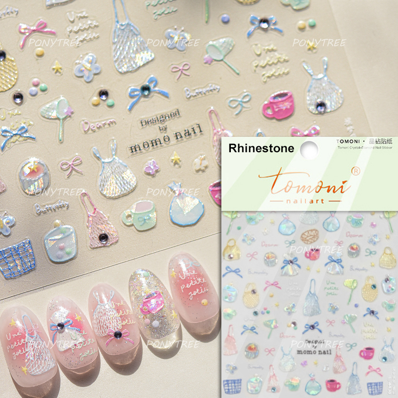 Bayuyun Dreamy Summer Nails – Blue Pink Purple Gradual Flower Petal Butterfly 5D Nail Art Stickers  