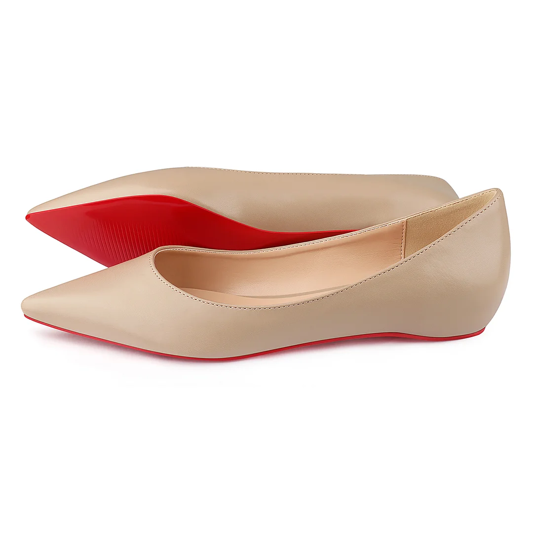 Women's Flats Pointed Toe Internal Increase Chunky Heels Red Bottom Kitten Heels Daily Pumps for Women-MERUMOTE