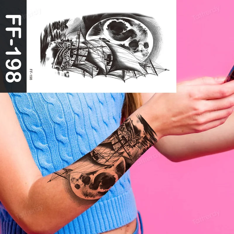 Sdrawing Animal Temporary Tattoo Sticker Black Lion King Wolf Tiger Men Body Art Painting Tattoo Fake Water Transfer Sexy Women