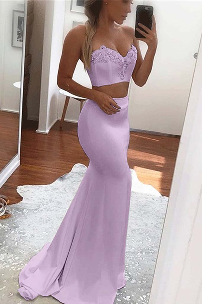 Daisda Two Pieces White Mermaid Prom Dress