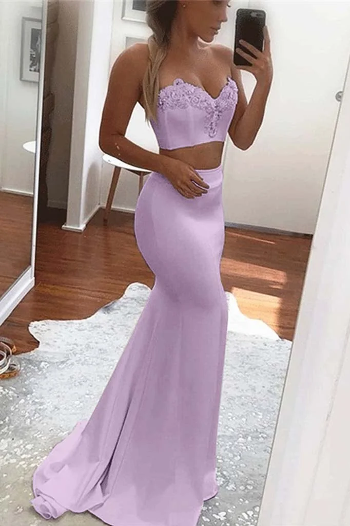 Daisda Two Pieces White Mermaid Prom Dress