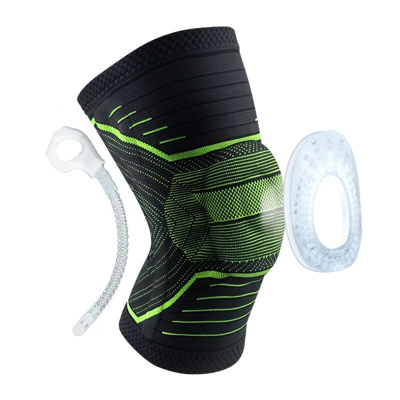 Uveng Knee Brace Silicone Spring Full Strap Patella Medial Support Strong Meniscus Compression Protection Sport Pads Running Basket