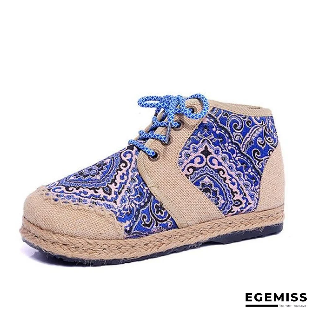 Embroider Shoes Women Ankle Boots For Women Flat Comfortable Lace-Up Shoes | EGEMISS