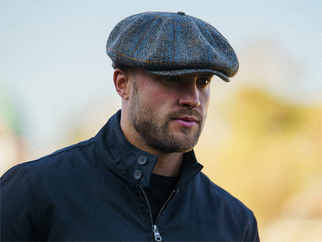 PEAKED CAPS Genuine Scottish Harris Tweed 8 Panels Man Cap
