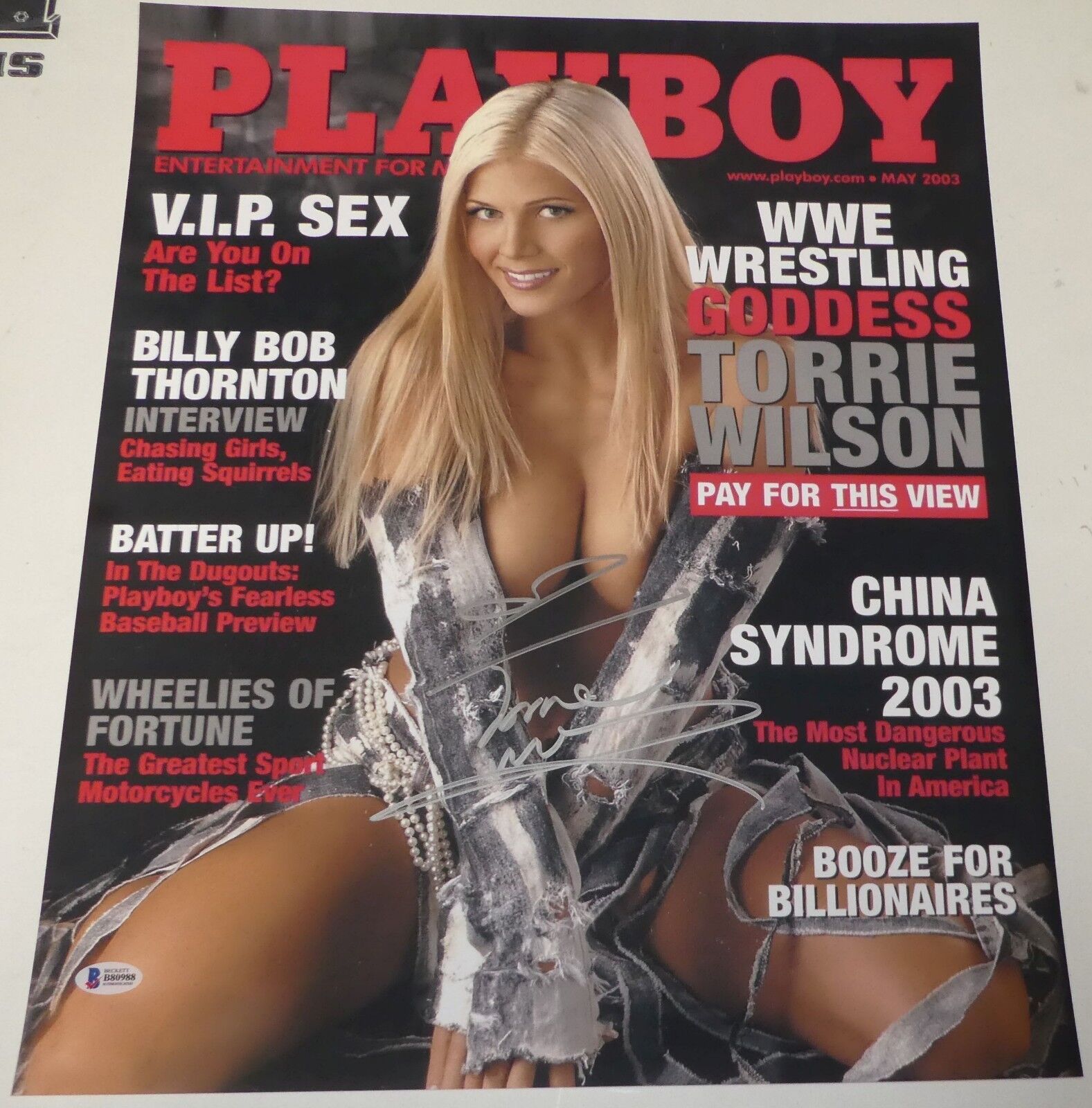 Torrie Wilson Signed 16x20 Photo Poster painting BAS COA WWE May 2003 Playboy Magazine Picture