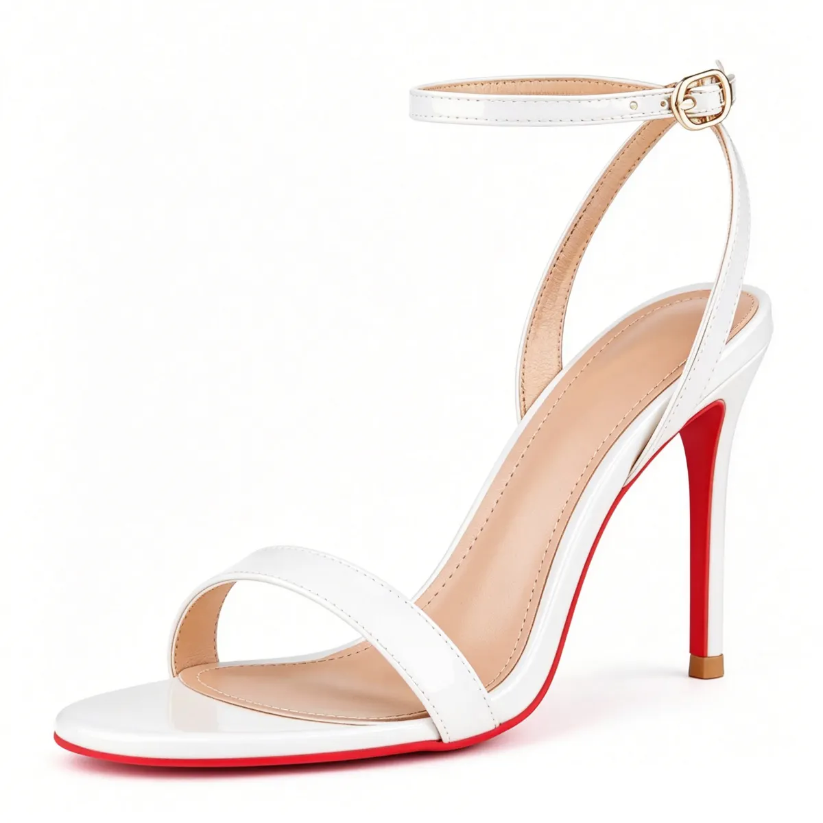 100mm round toe toe ankle strap high-heeled sandals  Red Bottom  Sandals