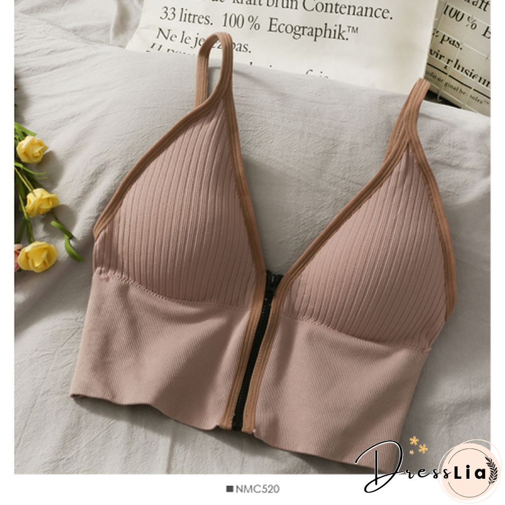 Korean Crop Tops Slim Fit Spaghetti Strap Tanke Top Women Built In Bra Off Shoulder Versatile Striped Camisole Sleeveless Ins