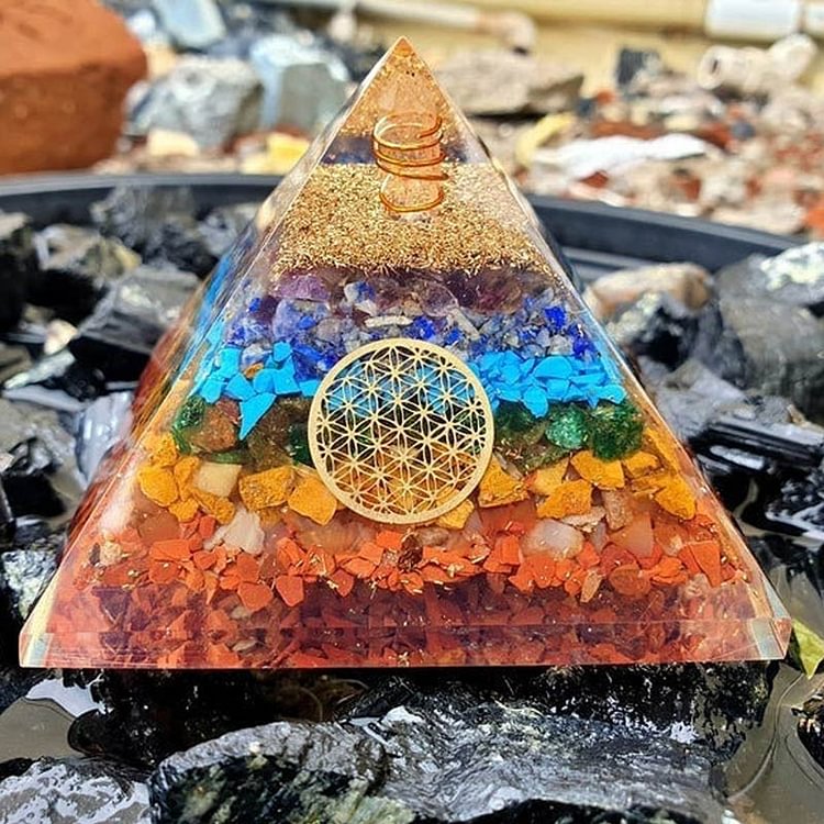 Chakra Flower Of Life Creation Orgone Pyramid