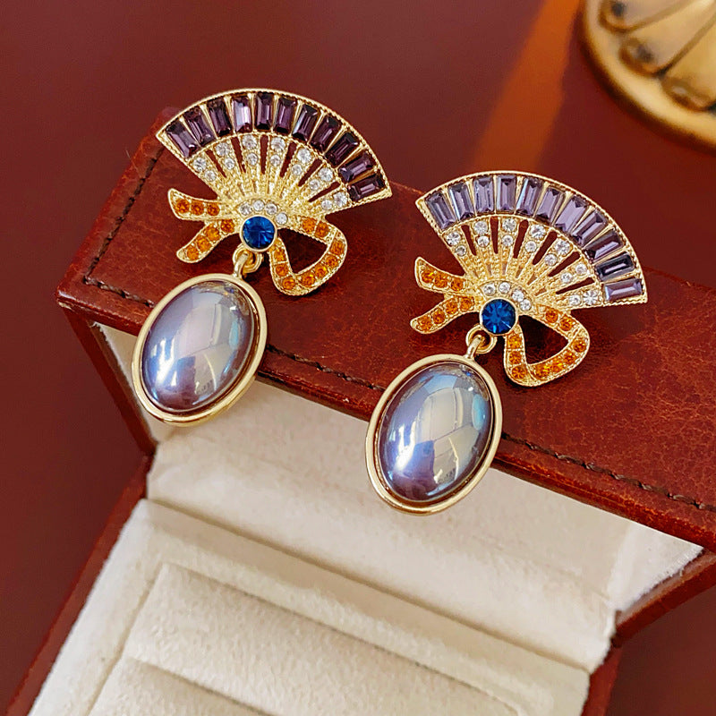 Medieval Fan-Shape Geometric Alloy Electroplating Earrings