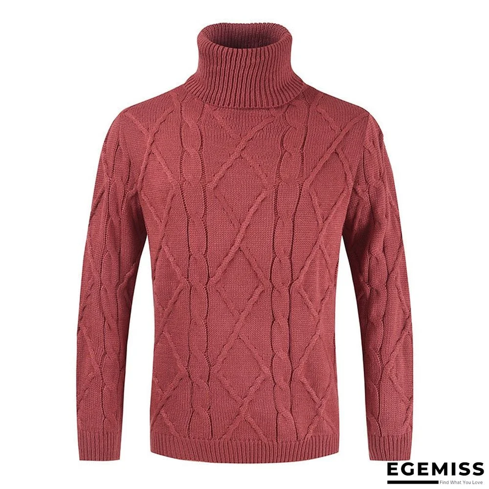 High Neck Loose Solid Color Men's Sweater | EGEMISS