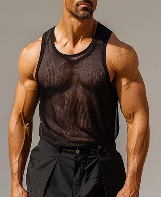 Casual Mesh Hollow Out Breathable Tank Top