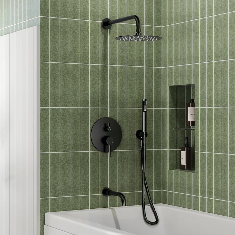 M6612BI-10BL EVERSTEIN Shower System | 10" Rain Shower Head with Handheld & Bathtub Spout