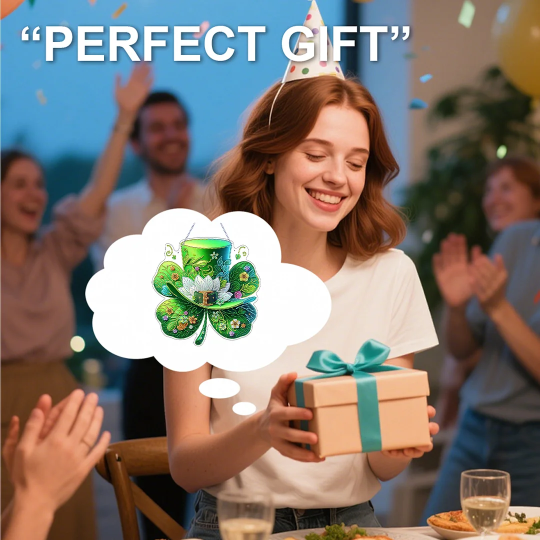 St. Patrick s Day 1 DIY 2D Flat Acrylic Diamond Painting Dots Pendant for Adults