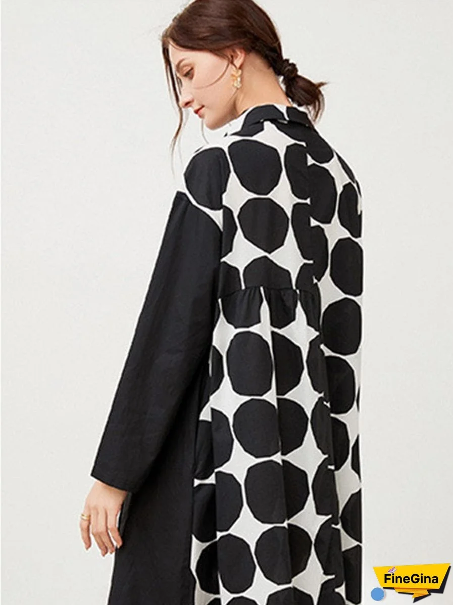 Size Curve Dresses Plus Size Loose Elegant Floral Pattern Stitching Midi Dress