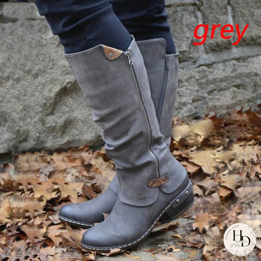 Winter Women's Fashion Causal Knee High Boots Ladies Leather Long Boots Plus Size 35-43