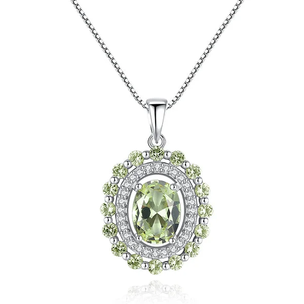 Green Oval Cut Vintage Peridot Necklace
