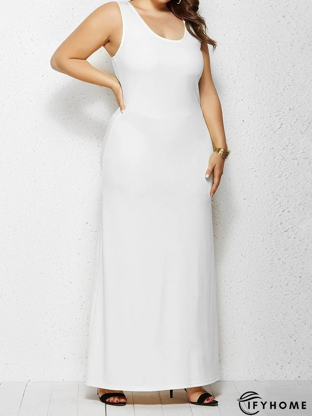 U-Neck Sheath Sleeveless Knitting Dress | IFYHOME