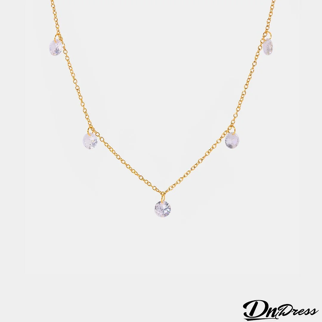 Stainless Steel Rhinestone Charm Necklace