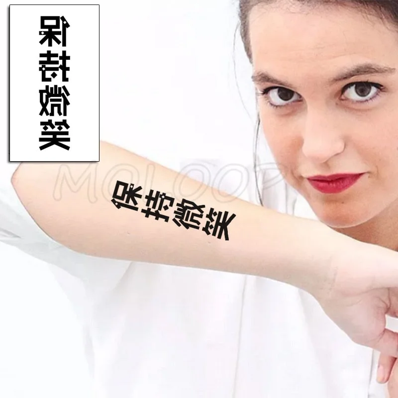 Waterproof Temporary Tattoo Stickers Chinese Character Win Every Exam Small Size Tatto Flash Tatoo Fake Tattoos for Man Women