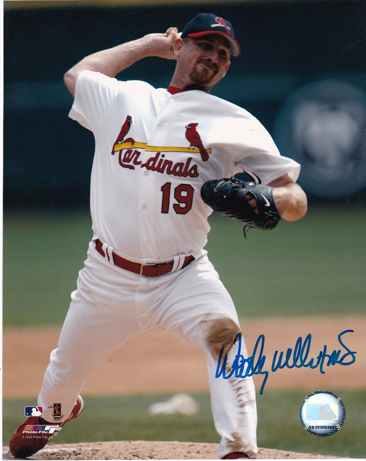 WOODY WILLIAMS ST. LOUIS CARDINALS ACTION SIGNED 8x10