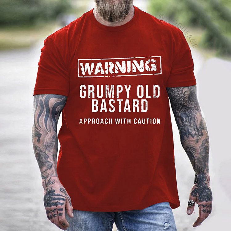 Warning Grumpy Old Bastard Approach With Caution T-shirt
