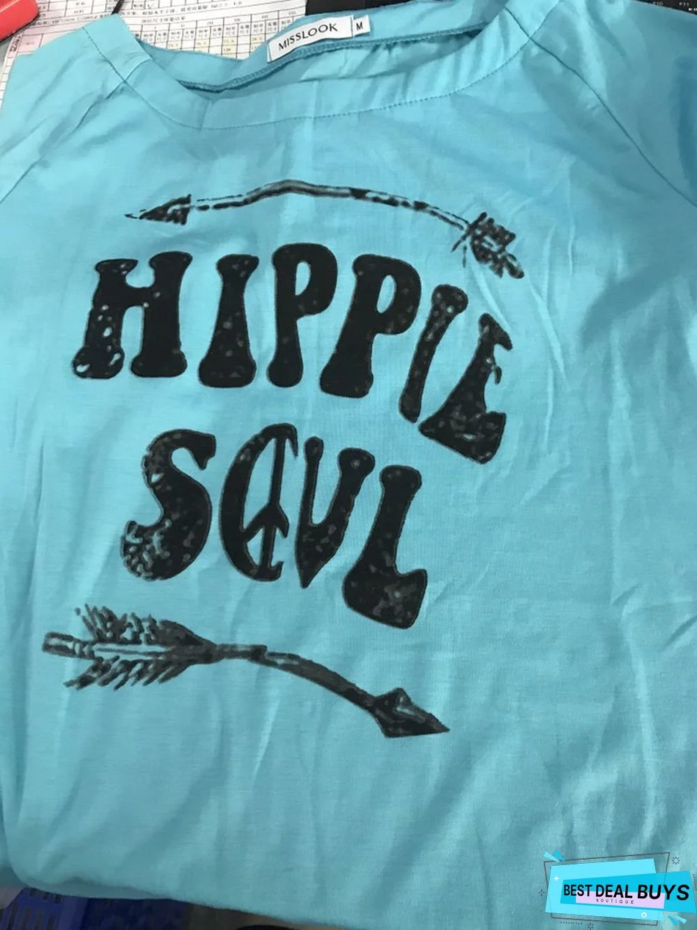 Printed Crew Neck Long Sleeve Tunic T-Shirt