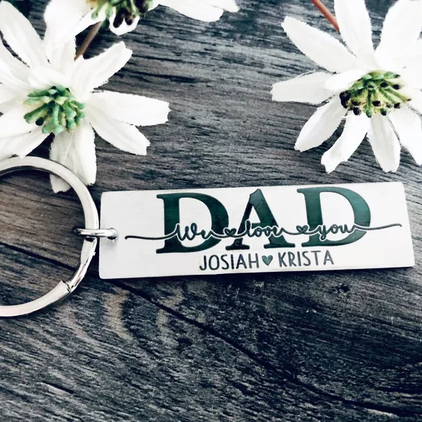 We Love You Dad Keychain Custom 2 Names Father's Day Gift