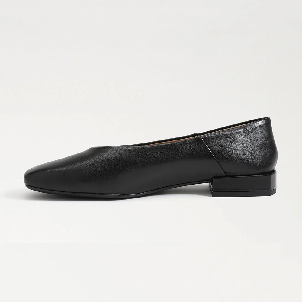 Elegant All Black Slip On Flat Square Toe Trendy Shoes for Women